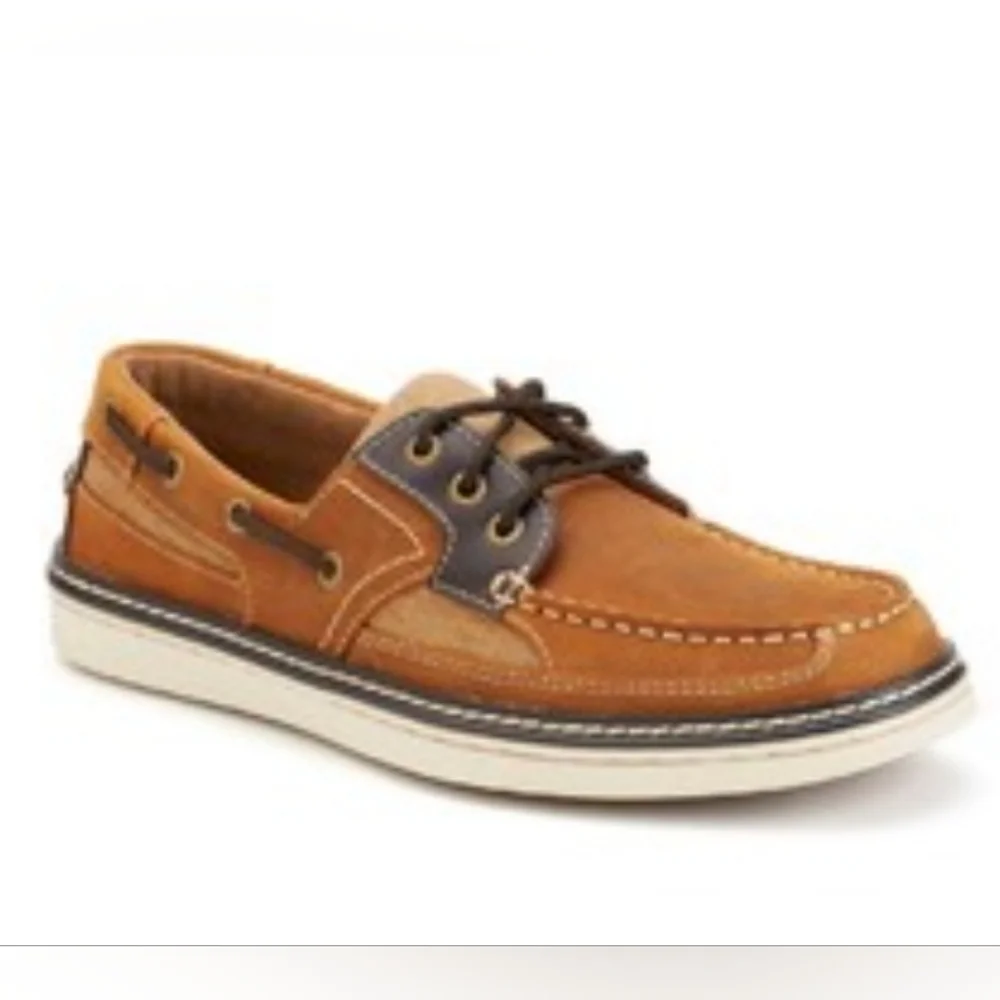 Eddie Bauer Carson Leather Boat Shoe Tan Size 10.5